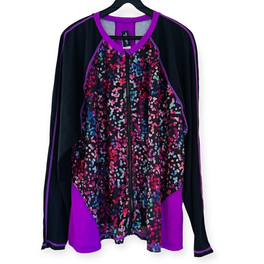 Swimsuits for All Chlorine Resistant Zip Front Long Sleeve Swim Shirt Size 30